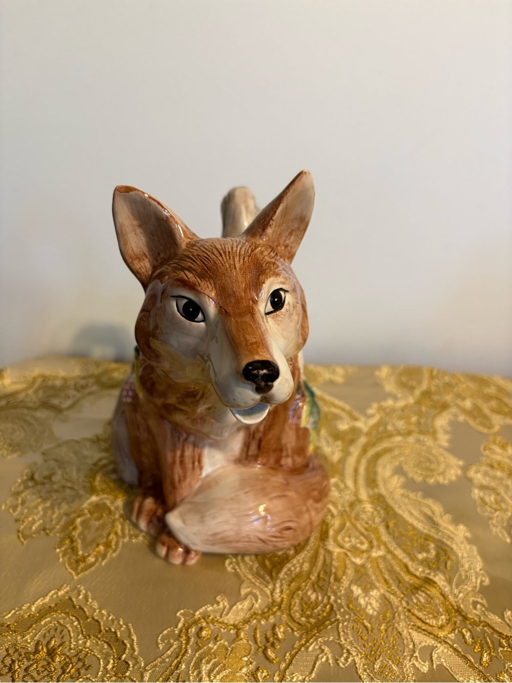 Fitz and Floyd Brown and White Ceramic Fox Figurine